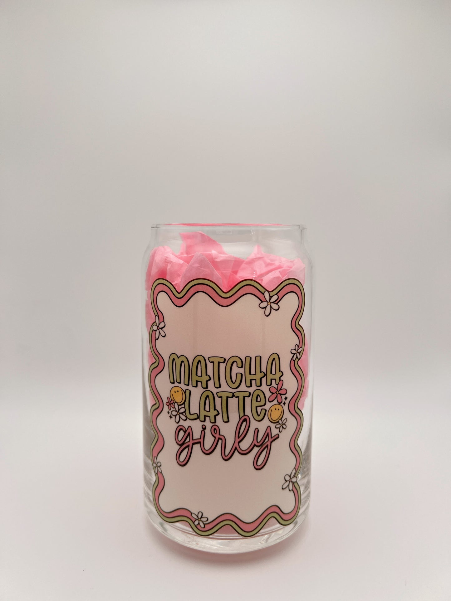 Matcha Latte Girly 16oz Glass Can