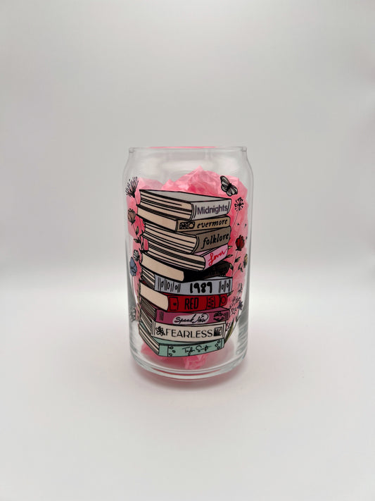 Taylor Swift Album Name Books 16oz Glass Can