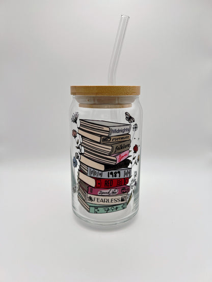 Taylor Swift Album Name Books 16oz Glass Can
