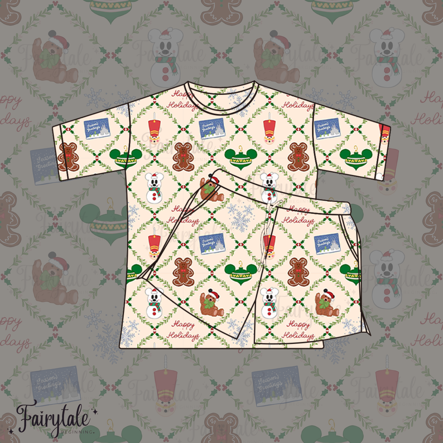 Holiday Magic Waffle Cotton Lounge Set Shorts Version PREORDER ESTIMATED TO SHIP MID - END OF OCTOBER