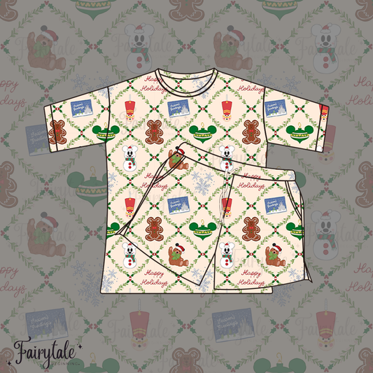 Holiday Magic Waffle Cotton Lounge Set Shorts Version PREORDER ESTIMATED TO SHIP MID - END OF OCTOBER