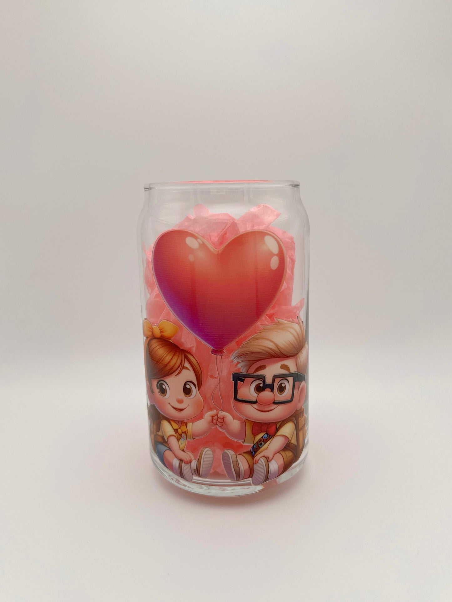 Balloon House Heart 16oz Glass Can