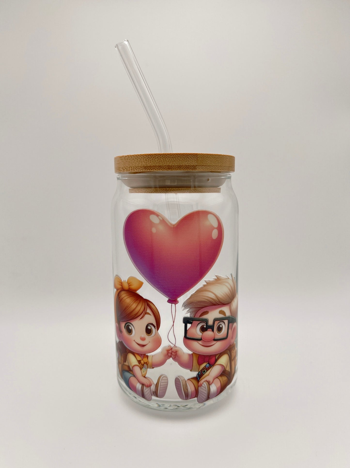 Balloon House Heart 16oz Glass Can